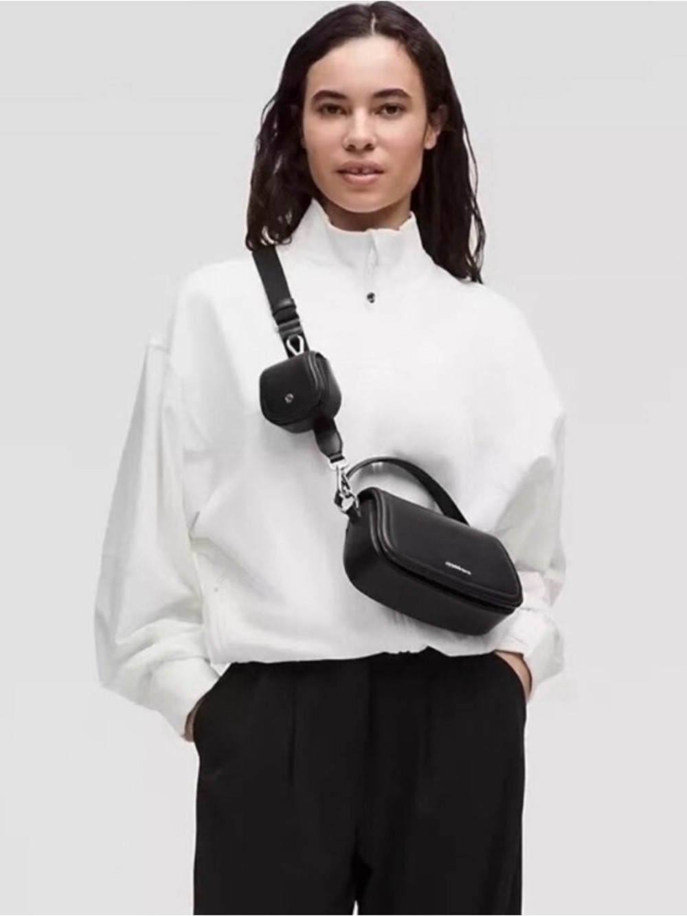 lululemon athletica Black Mini Cactus Bag with Detachable Strap Pouch
